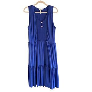 Matilda Jane Dress Adventure Begins Into the Blue Tiered Midi L Rayon Whimsical